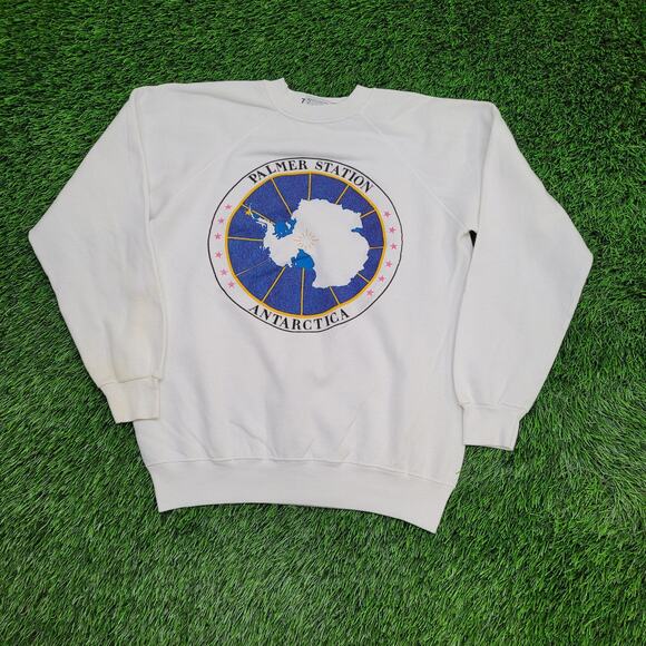 Vintage Antarctica Sweatshirt Womens Medium 19x22 Flat-Earth - Picture 1 of 14